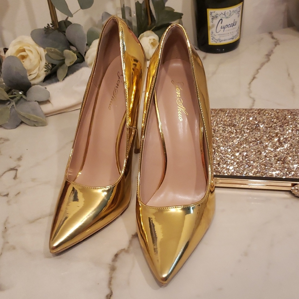 Genshuo Shiny Gold Heels
